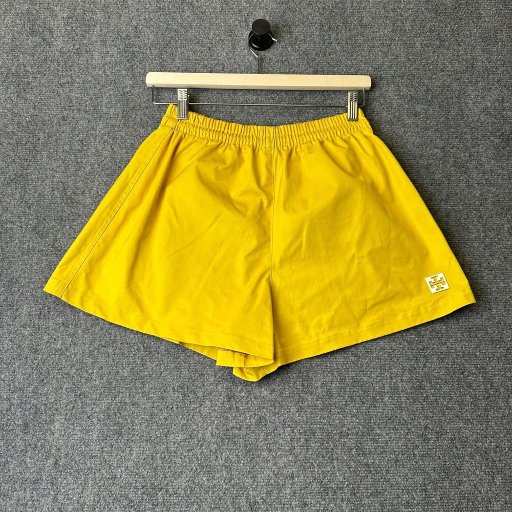 Tory Burch Shorts Womens Medium Yellow 3" Athletic Gym Running Outdoors